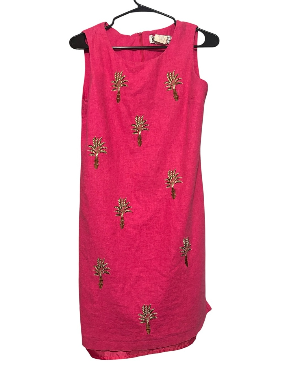 Vintage Embroidered Palmtree Shift Dress - Size 8